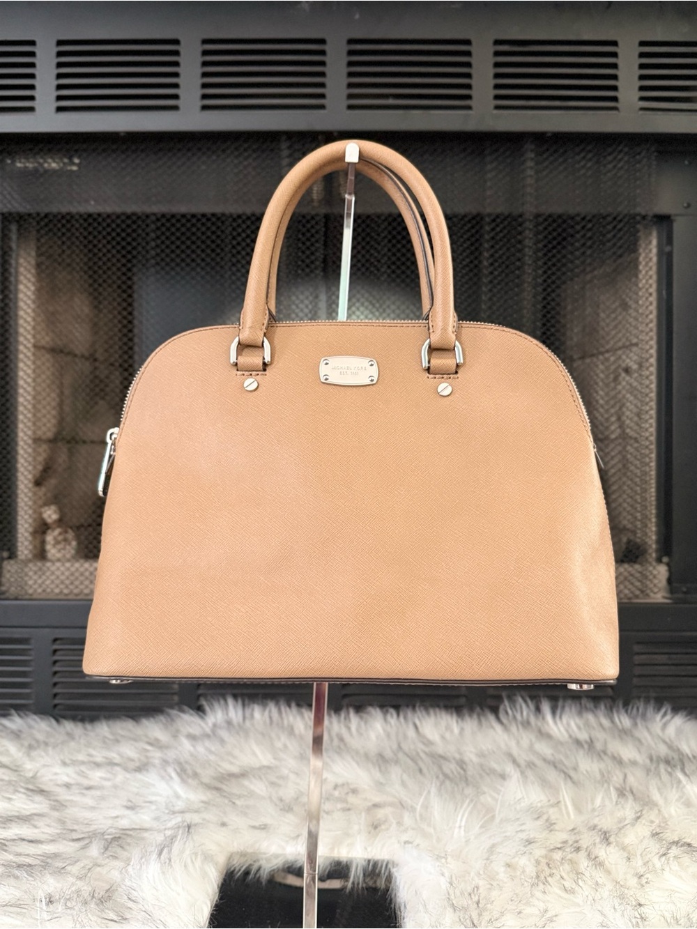 Michael Kors Tan Dome Satchel with Gold Hardware